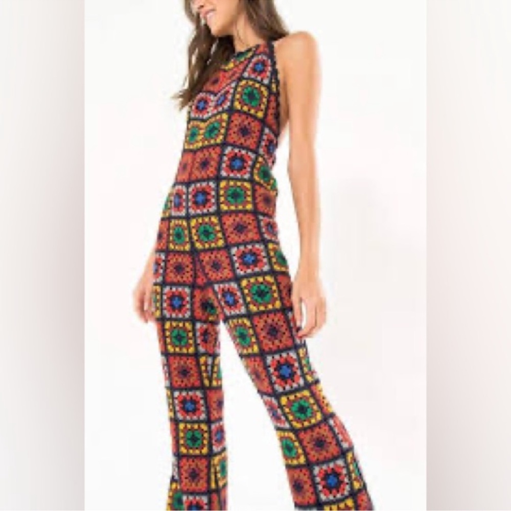 NWT FARM Rio Crochet Square Wide Leg Jumpsuit